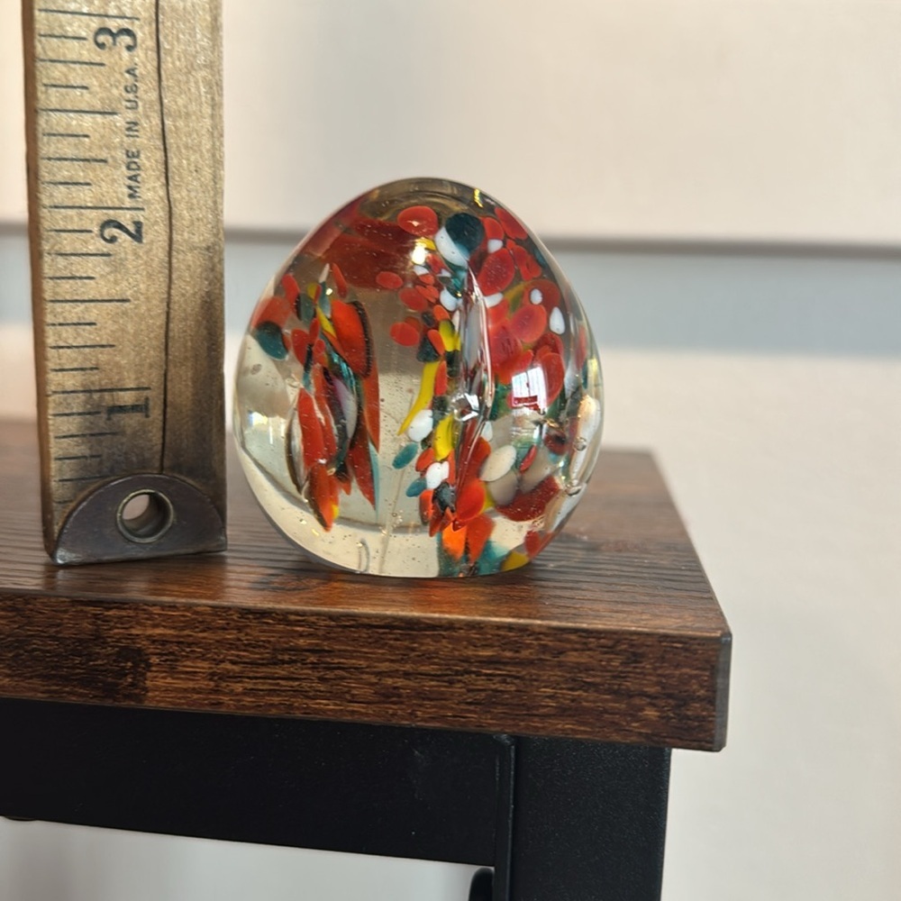 Vintage Egg Glass Paperweight Blow Glass Art Retro Red Gift - Picture 7 of 7
